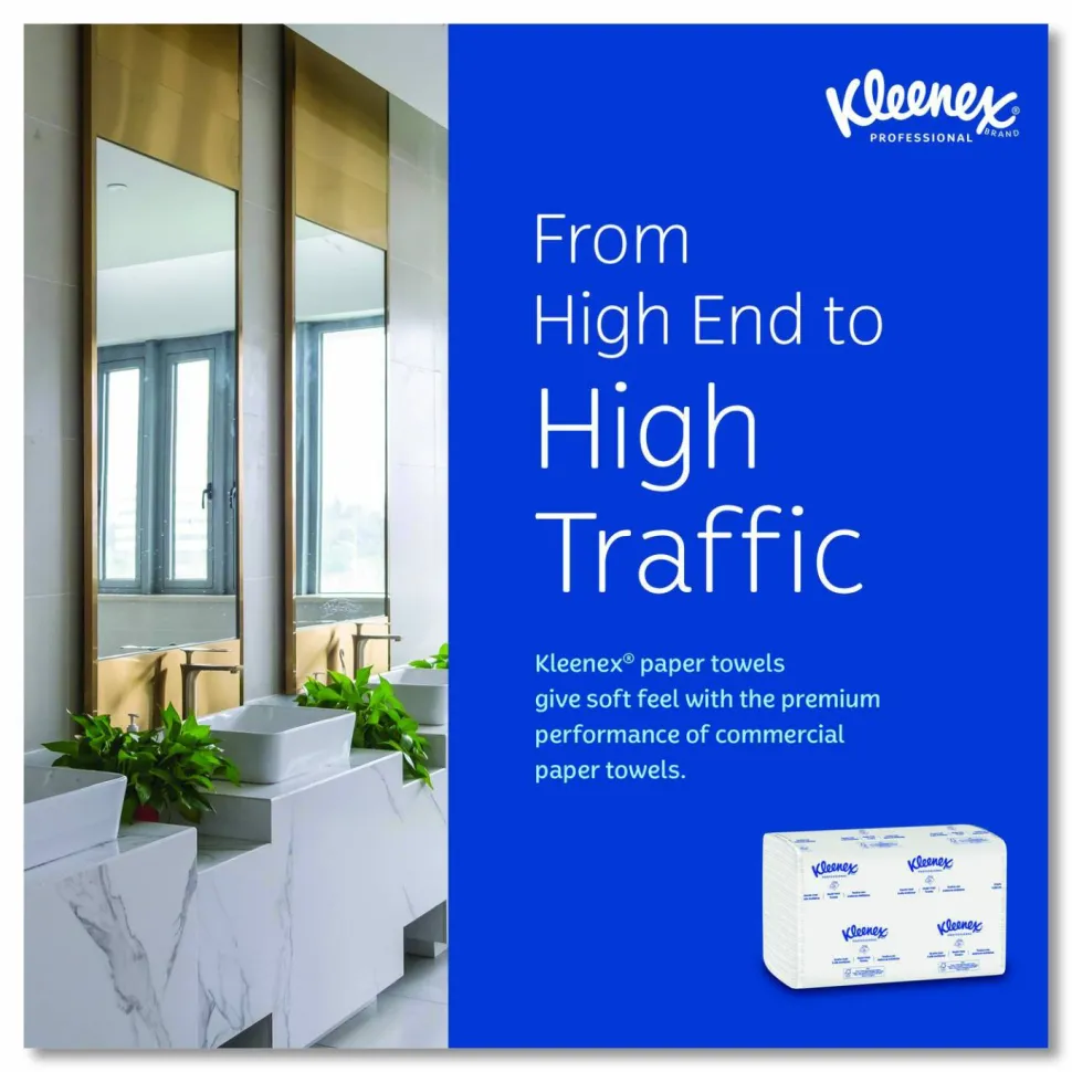 Kleenex Multifold Paper Towels (01890), White, 16 Packs / Case, 150 Tri Fold Paper Towels / Pack, 2,400 Towels / Case