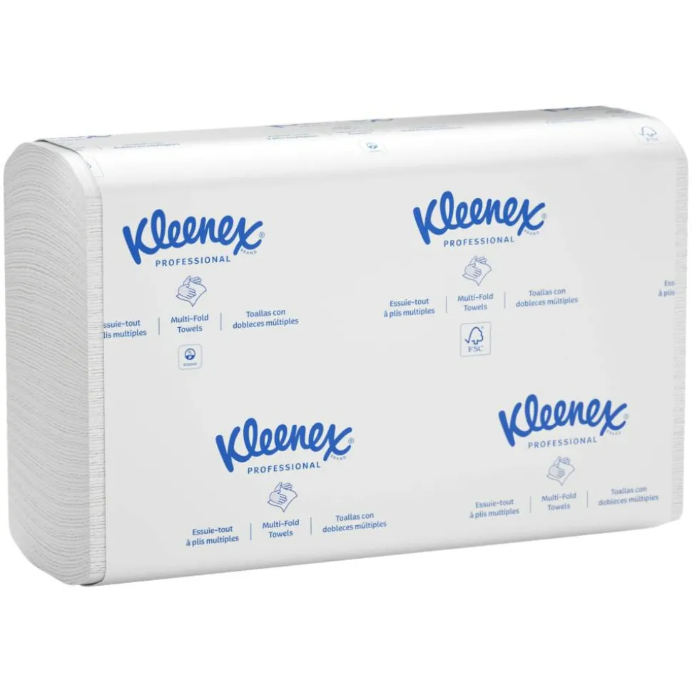Kleenex Multifold Paper Towels (01890), White, 16 Packs / Case, 150 Tri Fold Paper Towels / Pack, 2,400 Towels / Case