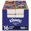 Kleenex On The Go Packs Facial Tissues, 3-Ply, White, 10 Sheets/Pouch, 16 Pouches/Pack, 6 Packs/Carton