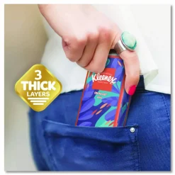 Kleenex On The Go Packs Facial Tissues, 3-Ply, White, 10 Sheets/Pouch, 16 Pouches/Pack, 6 Packs/Carton