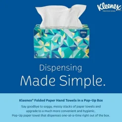Kleenex1-Ply Hand Towels in a Pop-Up Box, 120 Sheets Per Box, Pack Of 18 Boxes