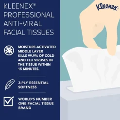 Kleenex Professional Anti-Viral 3-Ply Facial Tissues, White, 55 Tissues Per Box, Pack Of 3 Boxes