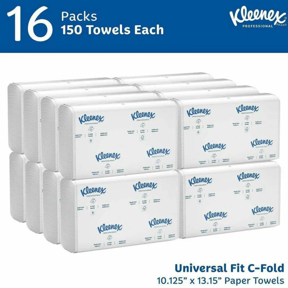 Kleenex Professional C-Fold Paper Towels, 150 Sheets Per Pack, Case of 16 Packs