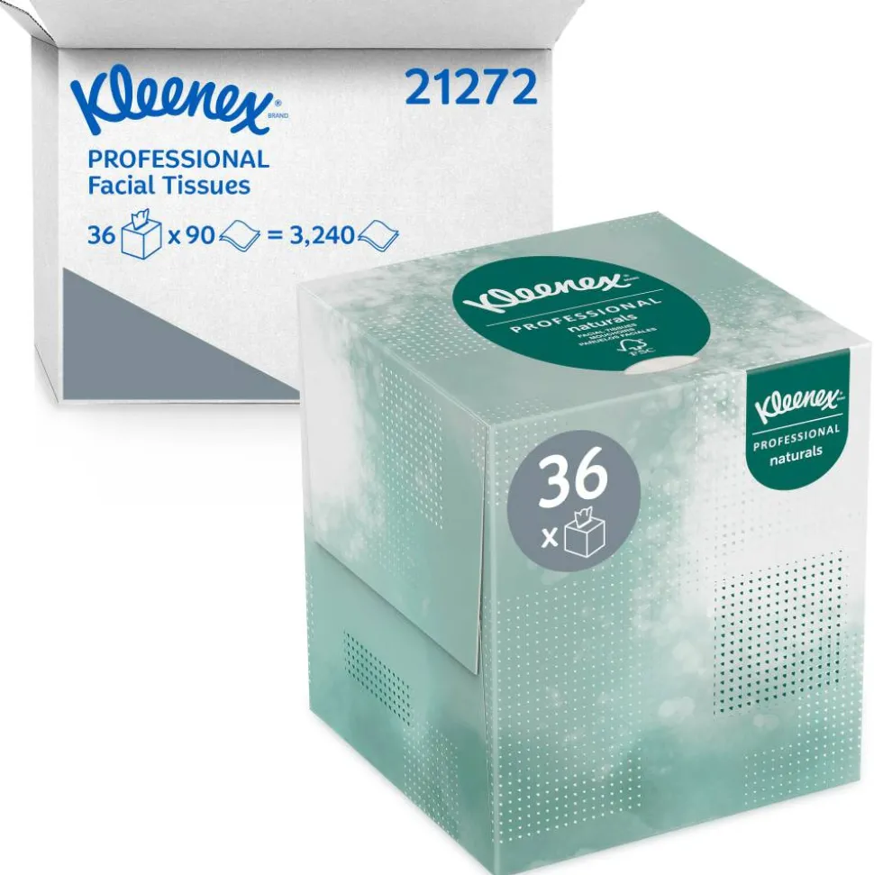 Kleenex Professional Naturals Boutique Facial Tissue Cube, 90 Sheets Per Box, Case of 36 Boxes, 21272