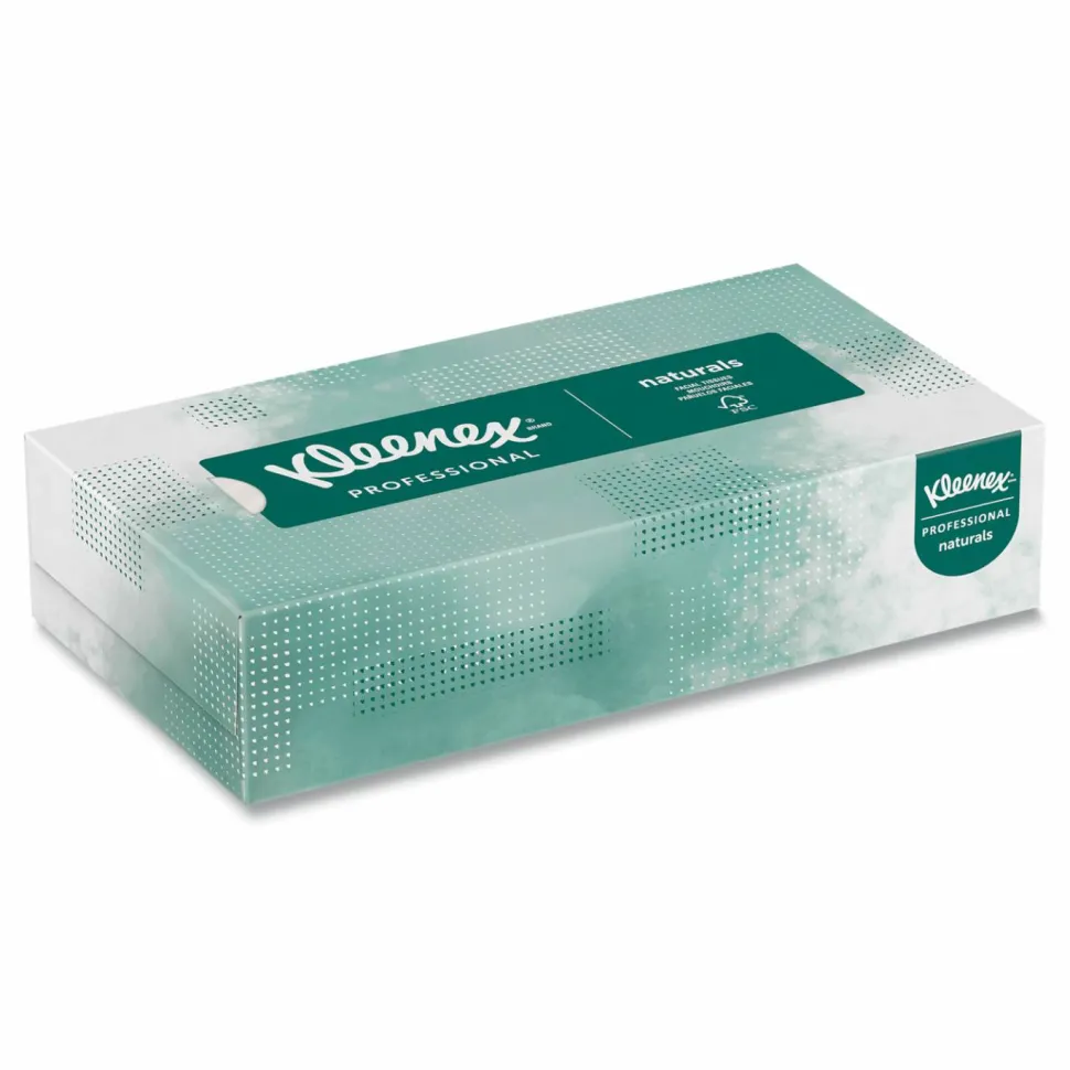 Kleenex Professional Naturals Facial Tissue, 2-Ply, White, Flat Facial Tissue Boxes for Business, 125 Sheets Per Box, Case of 48 Boxes