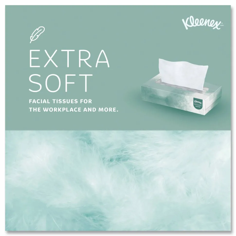 Kleenex Professional Naturals Facial Tissue, 2-Ply, White, Flat Facial Tissue Boxes for Business, 125 Sheets Per Box, Case of 48 Boxes