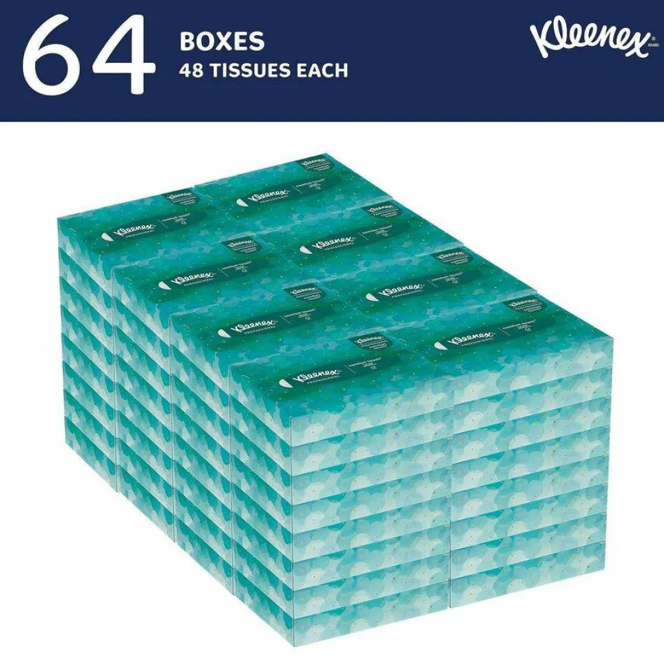 Kleenex Professional White Facial Tissue Junior Pack, 2-Ply, 48 Sheets/Box, 64 Boxes/Carton