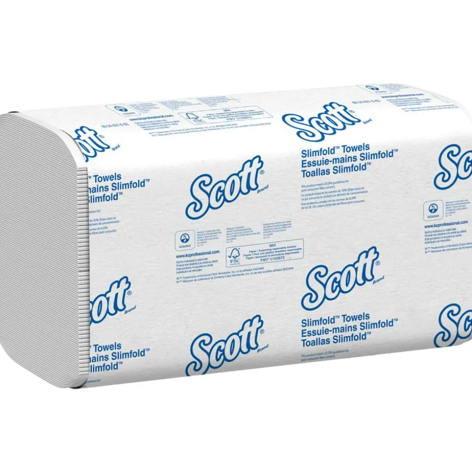 Kleenex Slimfold 1-Ply Paper Towels, 50% Recycled, 90 Sheets Per Pack, Case Of 24 Packs