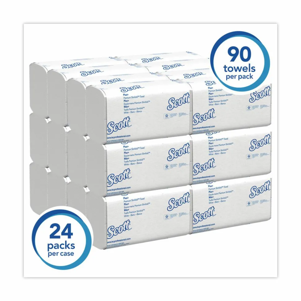 Kleenex Slimfold 1-Ply Paper Towels, 50% Recycled, 90 Sheets Per Pack, Case Of 24 Packs