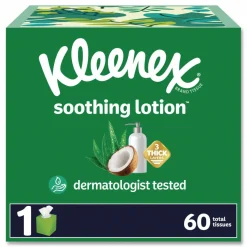 Kleenex Soothing Lotion Facial Tissue, 3-Ply, White, 60 Sheets/Box, 27 Boxes/Carton