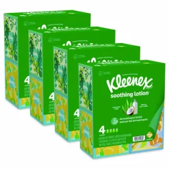 Kleenex Soothing Lotion Facial Tissue, 3-Ply, White, 60 Sheets/Box, 4 Boxes/Pack, 8 Packs/Carton