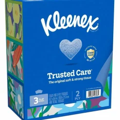 Kleenex Trusted Care Facial Tissue, 2-Ply, White, 160 Sheets/Box, 3 Boxes/Pack, 12 Packs/Carton