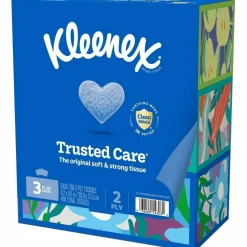 Kleenex Trusted Care Facial Tissue, 2-Ply, White, 160 Sheets/Box, 3 Boxes/Pack, 12 Packs/Carton