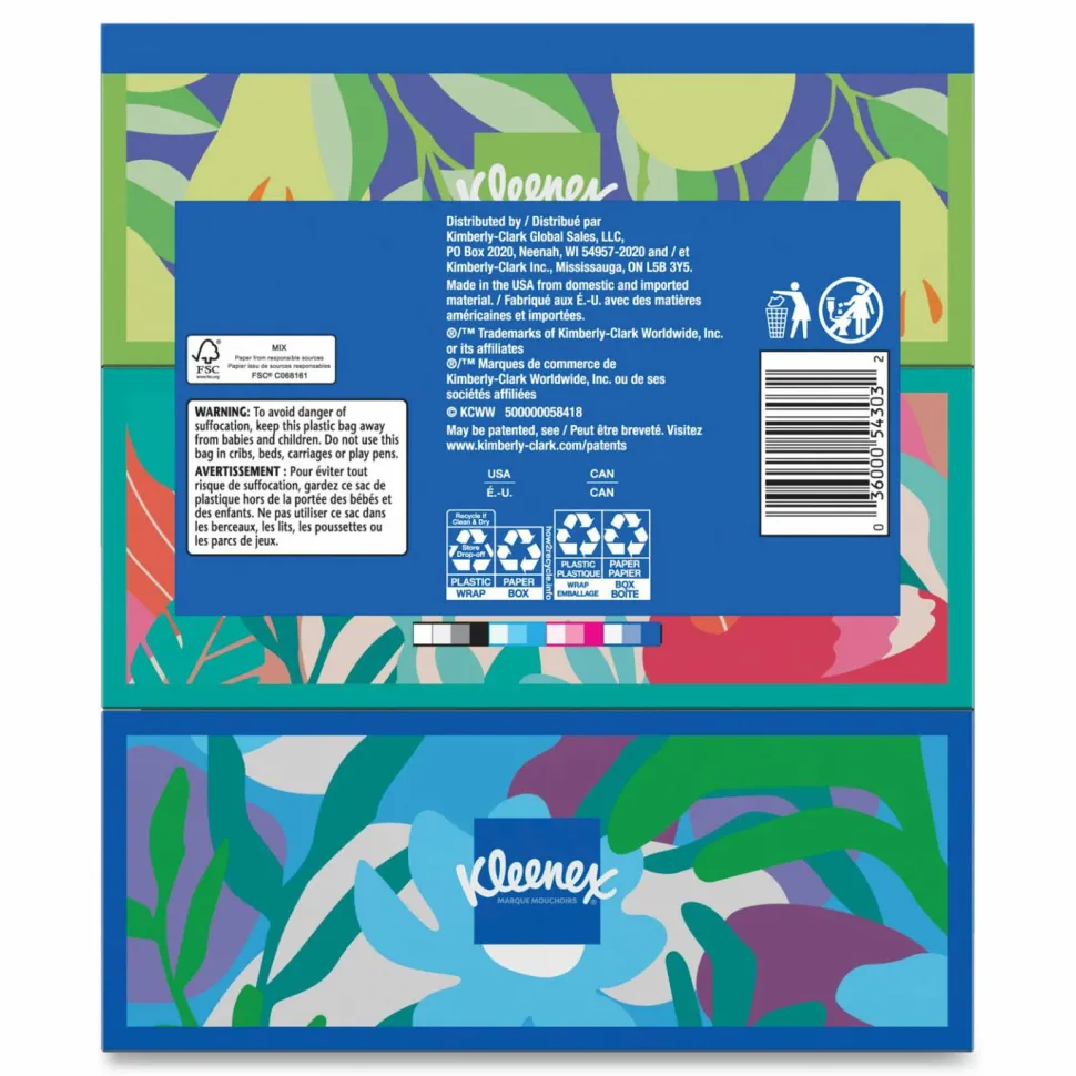 Kleenex Trusted Care Facial Tissue, 2-Ply, White, 160 Sheets/Box, 3 Boxes/Pack, 12 Packs/Carton