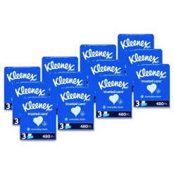 Kleenex Trusted Care Facial Tissue, 2-Ply, White, 160 Sheets/Box, 3 Boxes/Pack, 12 Packs/Carton