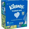 Kleenex Trusted Care 2-Ply Facial Tissues, White, 70 Tissues Per Box, Pack Of 4