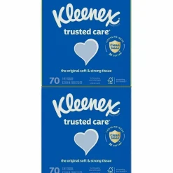 Kleenex Trusted Care 2-Ply Facial Tissues, White, 70 Tissues Per Box, Pack Of 4
