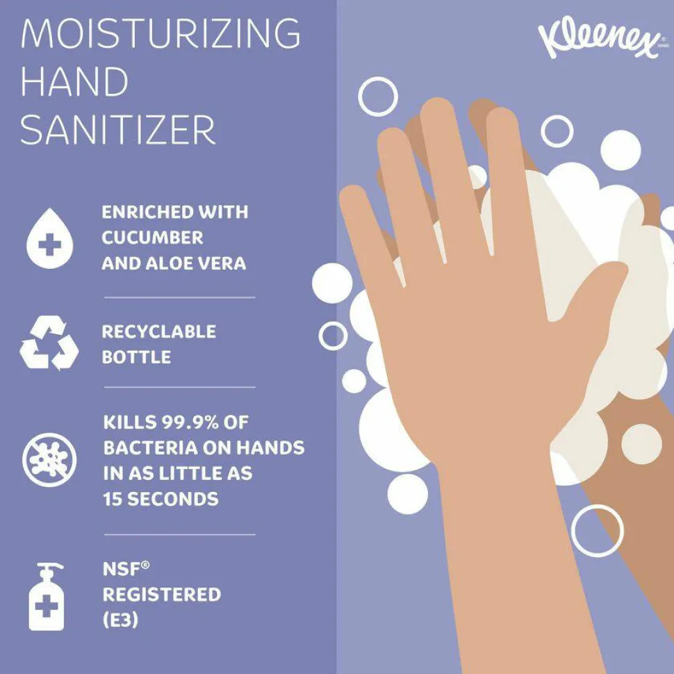 Kleenex Ultra Moisturizing Foam Hand Sanitizer, 1,200 mL Cassette, Unscented, 2/Carton