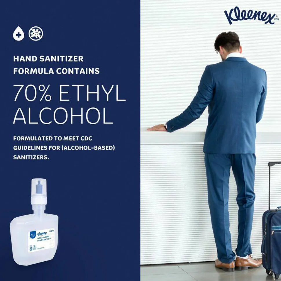 Kleenex Ultra Moisturizing Foam Hand Sanitizer, 1,200 mL Cassette, Unscented, 2/Carton