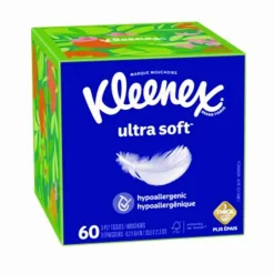Kleenex Ultra Soft Facial Tissue, 3-Ply, White, 60 Sheets/Box, 18 Boxes/Carton