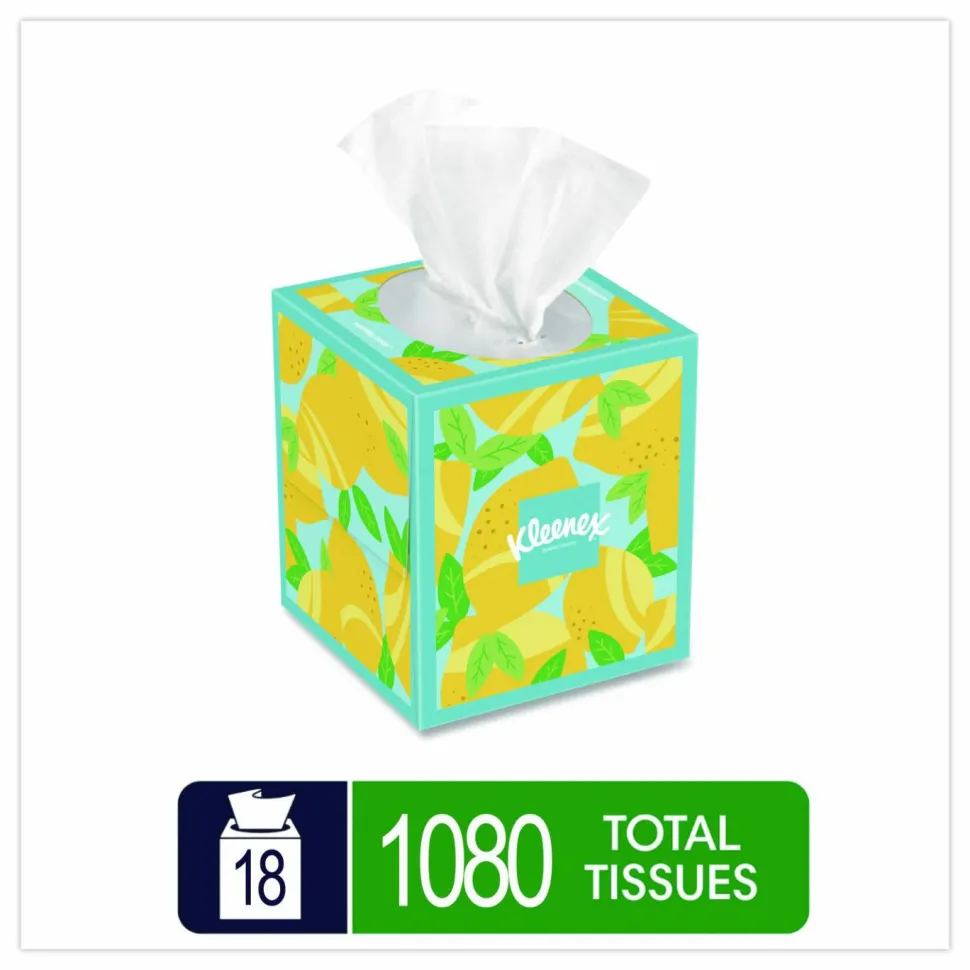 Kleenex Ultra Soft Facial Tissue, 3-Ply, White, 60 Sheets/Box, 18 Boxes/Carton