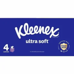 Kleenex Ultra Soft Facial Tissue, 3-Ply, White, 60 Sheets/Box, 4 Boxes/Pack, 3 Packs/Carton