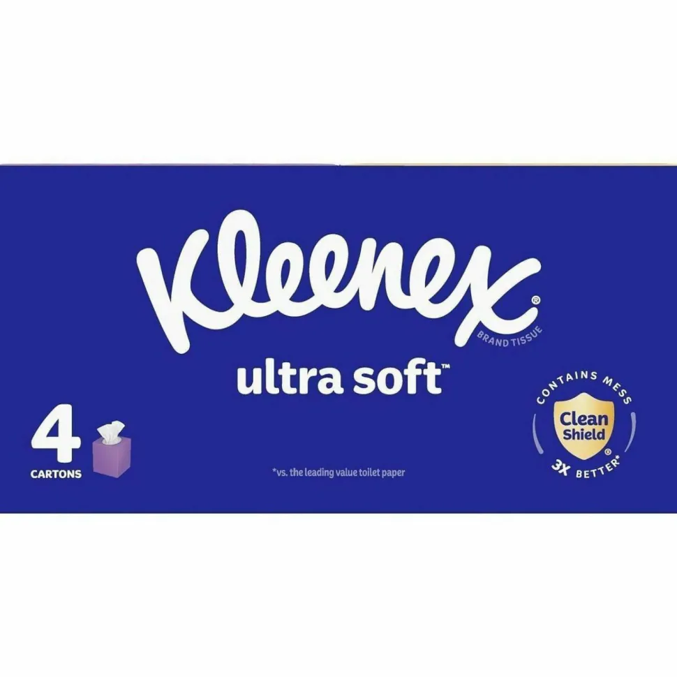 Kleenex Ultra Soft 3-Ply Unscented Tissues, 8-1/4" x 8-7/16", 65 Per Box, Pack Of 4 Boxes