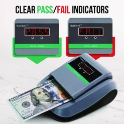 Kolibri KCD-1000 Counterfeit Detector for USD, 10 Detection Methods, 5.1" x 6.3" x 3.6", Gray