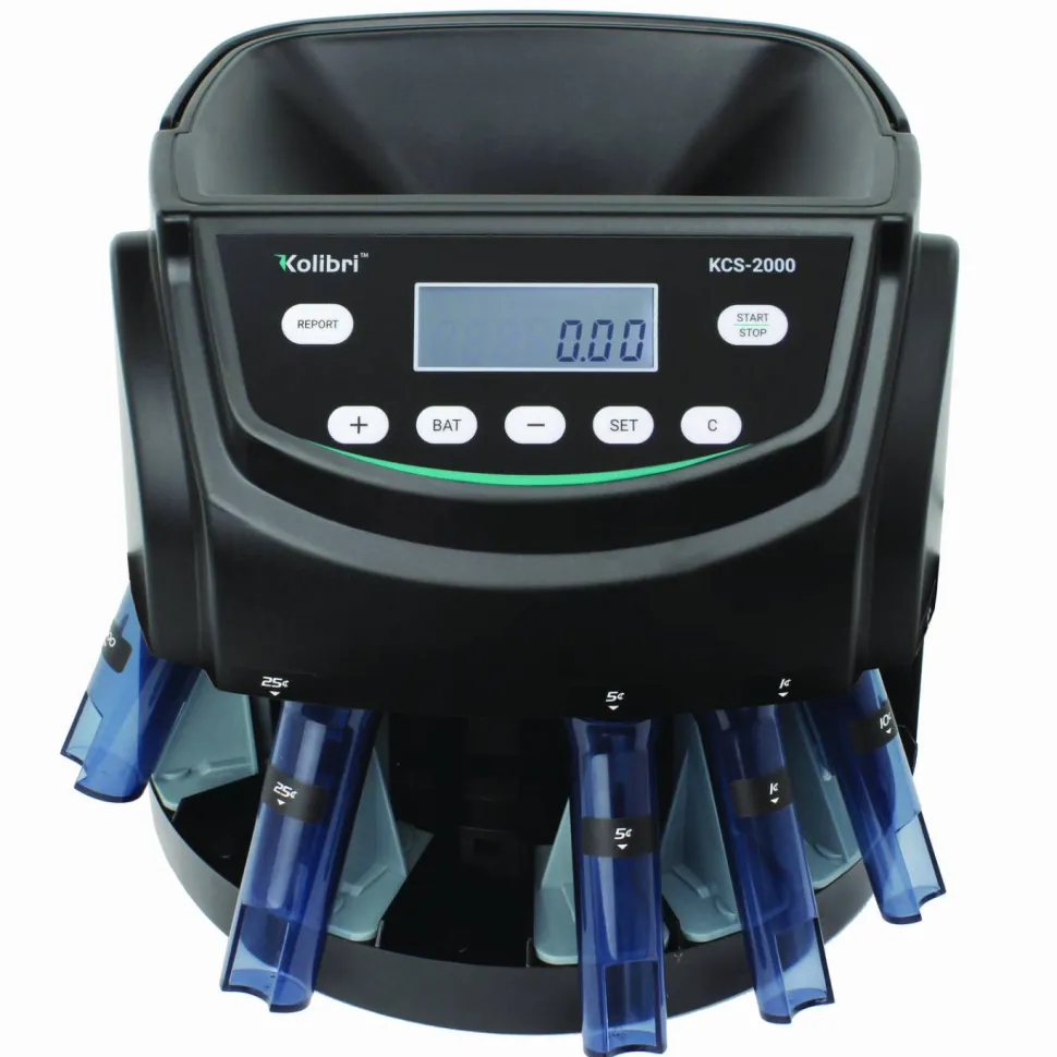Kolibri KCS-2000 Coin Sorter, 300 coins/min, 10" x 11.6" x 13.6", Black