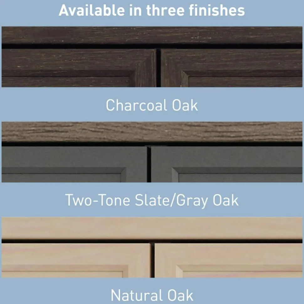 Koru 60"W Straight Computer Desk With Integrated Power & Charging, Two-Tone Slate/Gray Oak, BIFMA Compliant