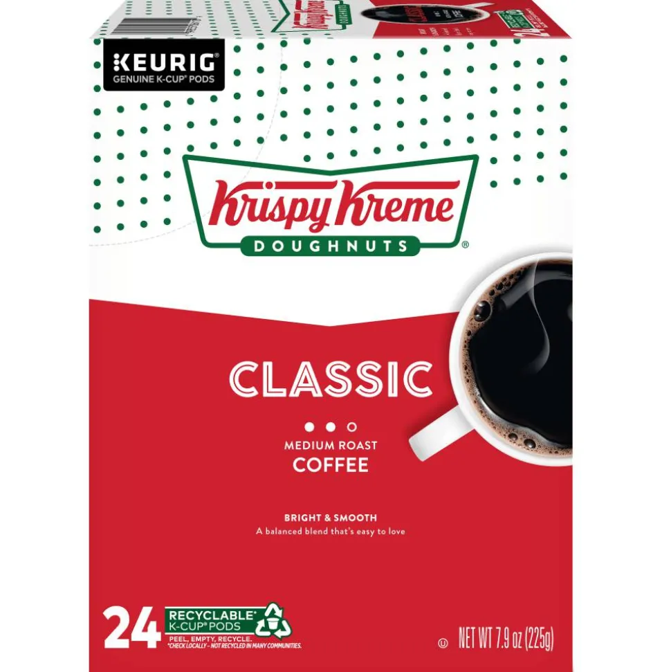 Krispy Kreme Classic Coffee Keurig Single Serve K-Cup Pods, Medium Roast, 24 Pods Per Pack, Case Of 4 Packs