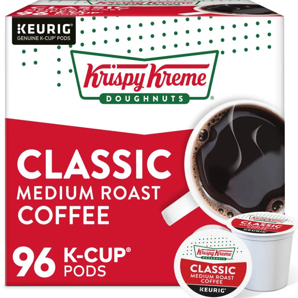 Krispy Kreme Classic Coffee Keurig Single Serve K-Cup Pods, Medium Roast, 24 Pods Per Pack, Case Of 4 Packs