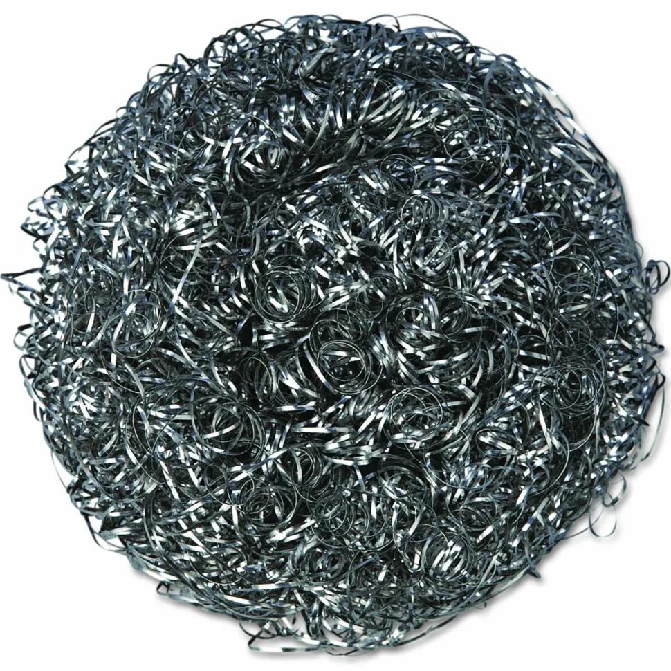 Kurly Kate Stainless Steel Scrubbers, Large, 4 x 4, Steel Gray, 12 Scrubbers/Pack, 6 Packs/Carton