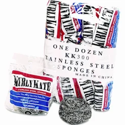 Kurly Kate Stainless Steel Scrubbers, Medium, 3.5 x 3.5, Steel Gray, 12/Pack, 12 Packs/Carton