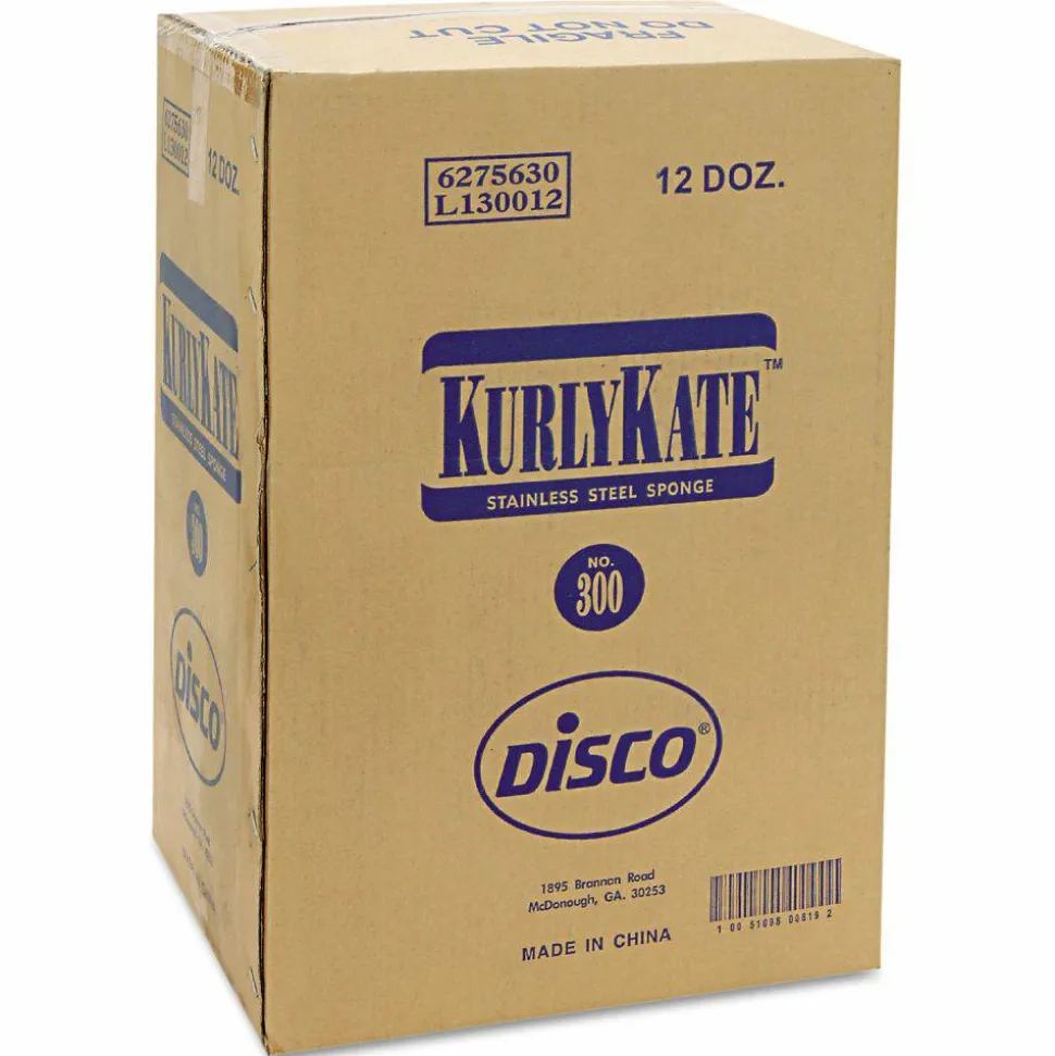 Kurly Kate Stainless Steel Scrubbers, Medium, 3.5 x 3.5, Steel Gray, 12/Pack, 12 Packs/Carton