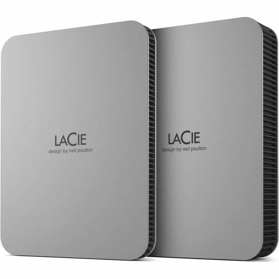 LaCie STLP1000400 1 TB Portable Hard Drive - External - Moon Silver