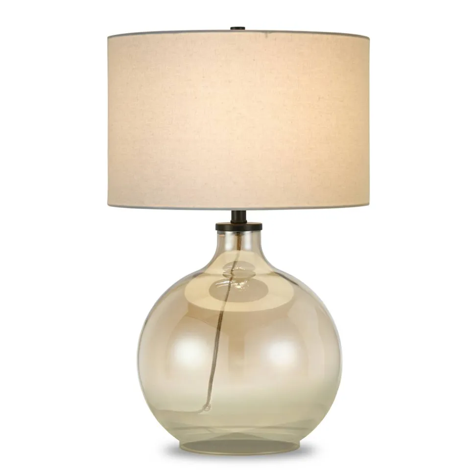 Laelia 24.75" Tall Table Lamp with Fabric Shade in Gold Luster Glass/White