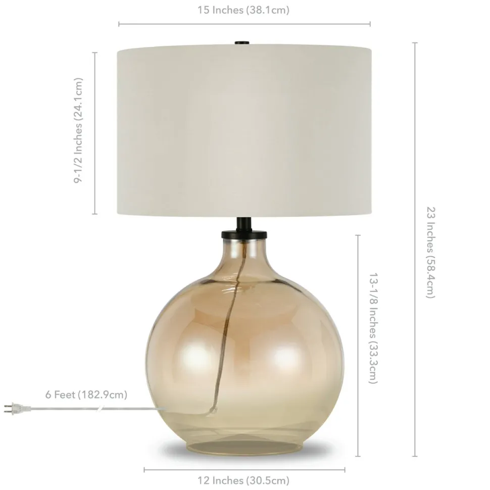 Laelia 24.75" Tall Table Lamp with Fabric Shade in Gold Luster Glass/White