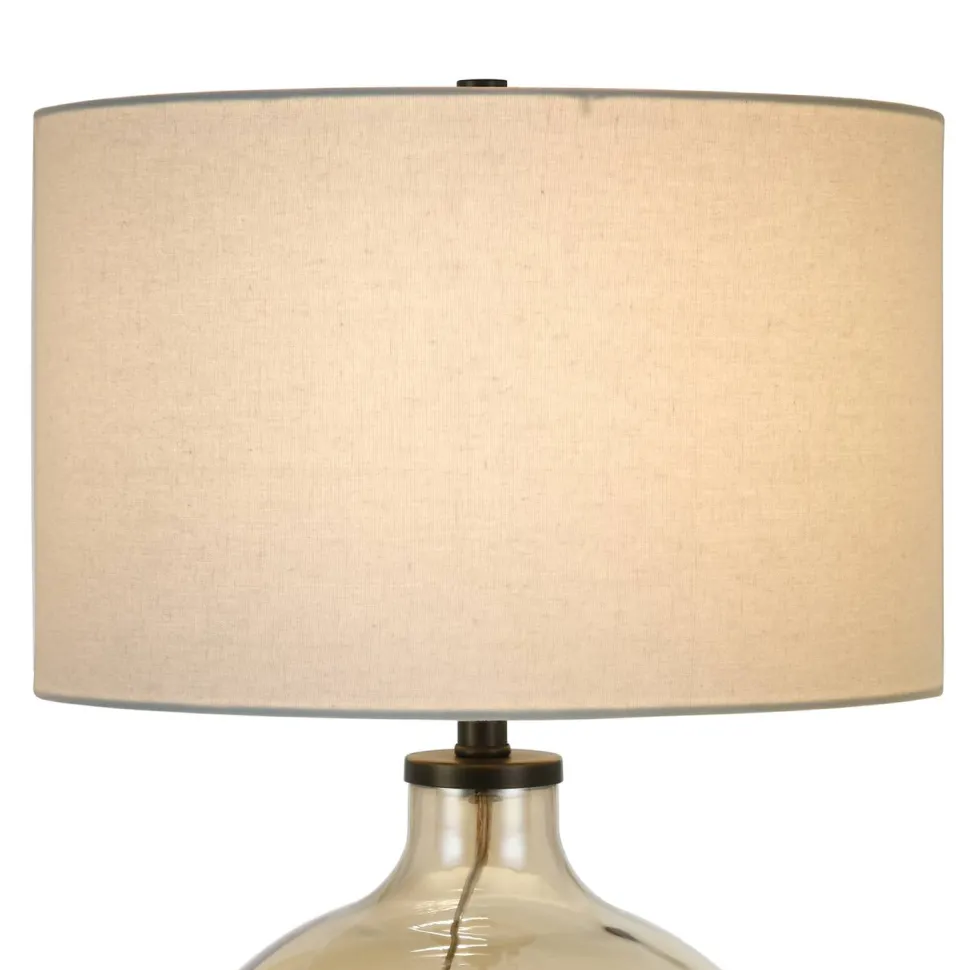 Laelia 24.75" Tall Table Lamp with Fabric Shade in Gold Luster Glass/White