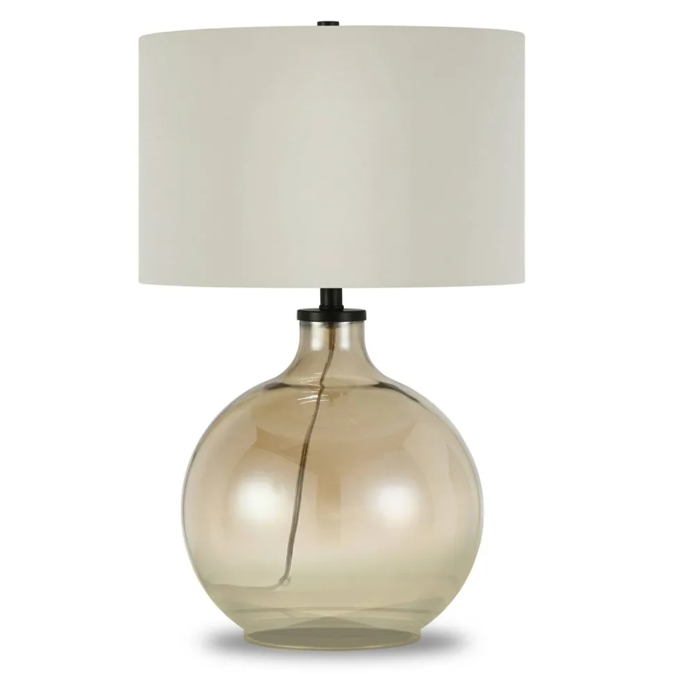 Laelia 24.75" Tall Table Lamp with Fabric Shade in Gold Luster Glass/White
