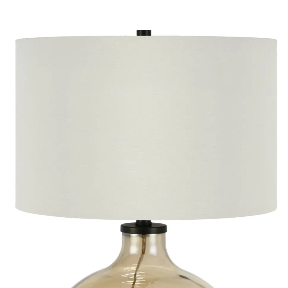 Laelia 24.75" Tall Table Lamp with Fabric Shade in Gold Luster Glass/White