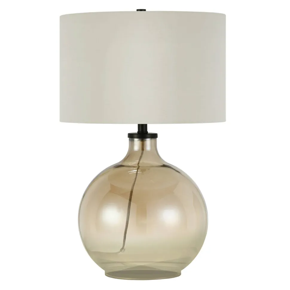 Laelia 24.75" Tall Table Lamp with Fabric Shade in Gold Luster Glass/White