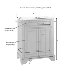 Lafayette Wood Top Portable Kitchen Island/Cart