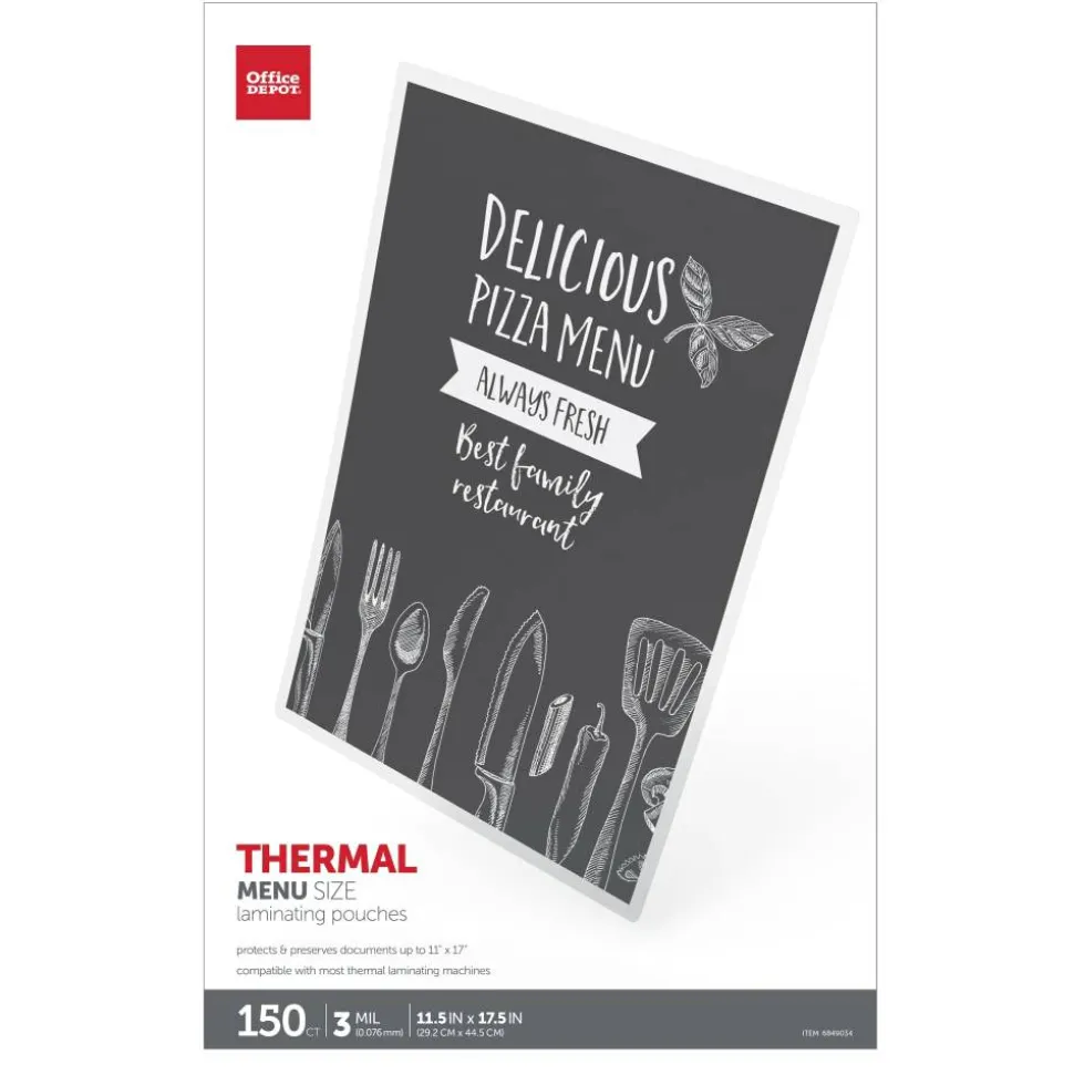 Laminating Pouches, Menu Size, 3 mil, 11-1/2" x 17-1/2", Pack Of 150 Pouches