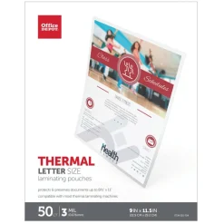 Laminating Pouches, Letter Size, 3 Mil, 9" x 11.5", Pack Of 50