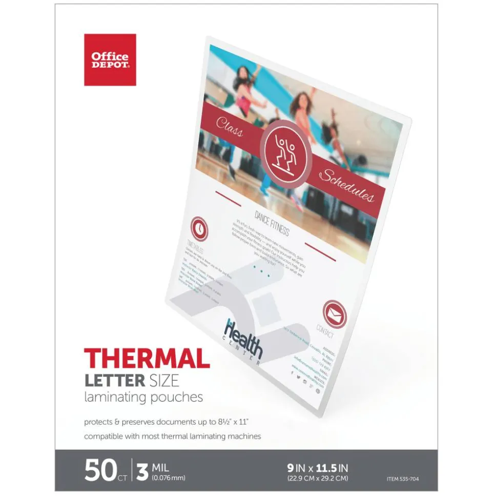 Laminating Pouches, Letter Size, 3 Mil, 9" x 11.5", Pack Of 50