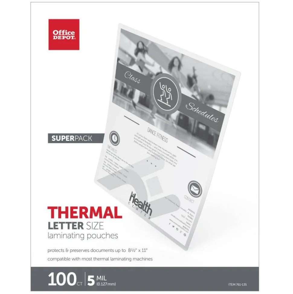 Laminating Pouches, Letter Size, 5 mil, 9" x 11-1/2", Clear, Pack Of 100