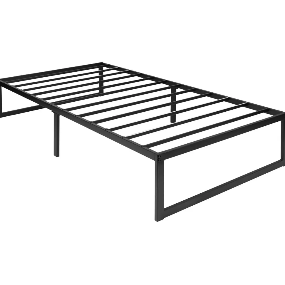 Lana 14 Inch Metal Platform Bed Frame - No Box Spring Needed with Steel Slat Support and Quick Lock Functionality (Twin)