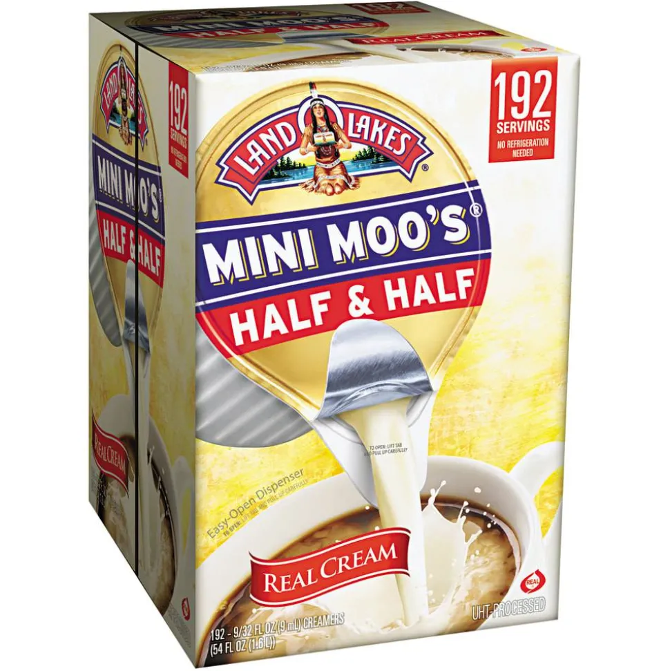Land O'Lakes Mini Moos Half-And-Half Liquid Coffee Creamer, Original Flavor, 0.28 Oz Single Serve, 192/Pack