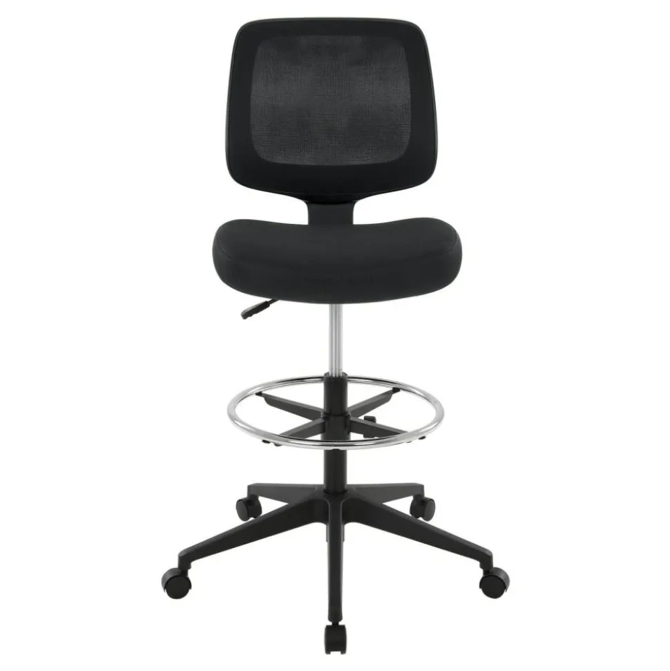 Laristo Mesh/Fabric Mid-Back Drafting Chair, Black, BIFMA Compliant